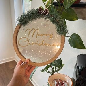 Merry Christmas hanging mirror decor